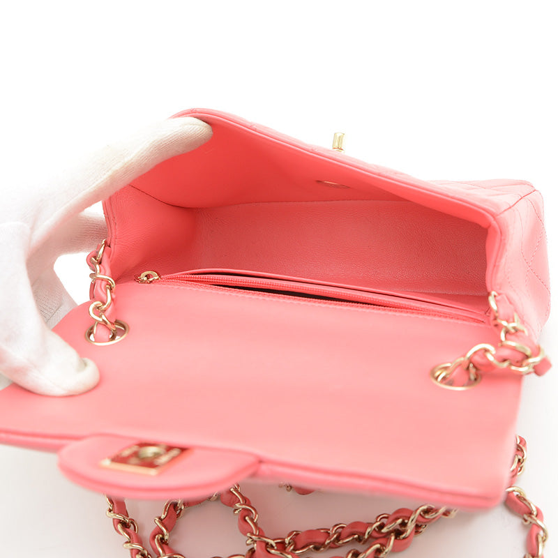 ミニマトラッセ 20 チェーンショルダー ラムスキン ピンク ゴールド金具 A69900 ショルダーバッグ