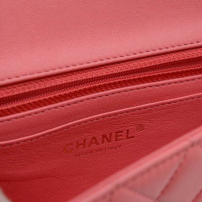 ミニマトラッセ 20 チェーンショルダー ラムスキン ピンク ゴールド金具 A69900 ショルダーバッグ