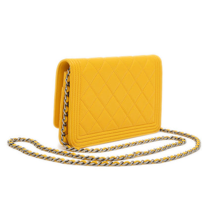 ボーイシャネル チェーンウォレット 長財布 ラムスキン イエロー AP1117 ショルダーバッグ