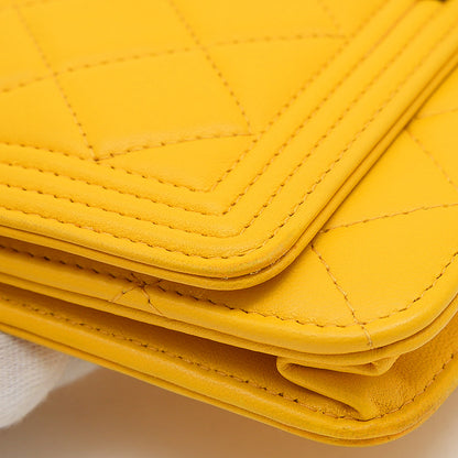 ボーイシャネル チェーンウォレット 長財布 ラムスキン イエロー AP1117 ショルダーバッグ