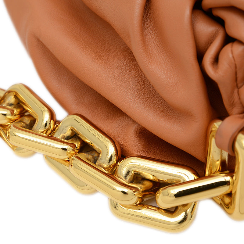 ザ チェーンポーチ ワンショルダーバッグ カーフスキン ブラウン 620230VCP40 ショルダーバッグ