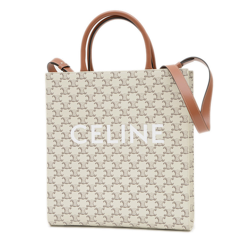 トリオンフ バーティカル カバ ミディアム 2WAYバッグ アイボリー/ブラウン 194432 トートバッグ