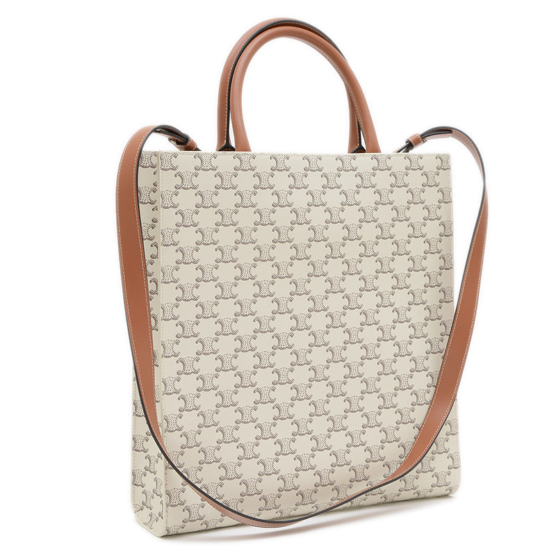 トリオンフ バーティカル カバ ミディアム 2WAYバッグ アイボリー/ブラウン 194432 トートバッグ