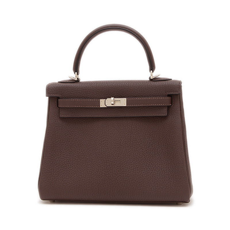 ケリー25 内縫い トゴ ショコラ シルバー金具 W刻印 ハンドバッグ