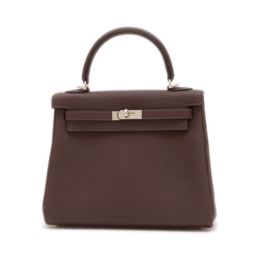 ケリー25 内縫い トゴ ショコラ シルバー金具 W刻印 ハンドバッグ