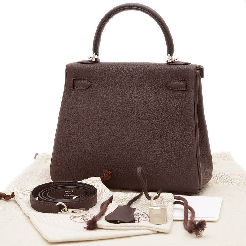 ケリー25 内縫い トゴ ショコラ シルバー金具 W刻印 ハンドバッグ