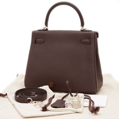 ケリー25 内縫い トゴ ショコラ シルバー金具 W刻印 ハンドバッグ