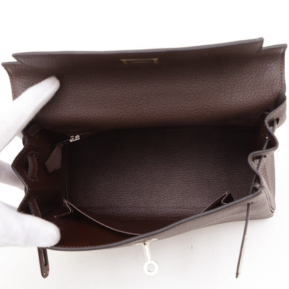 ケリー25 内縫い トゴ ショコラ シルバー金具 W刻印 ハンドバッグ