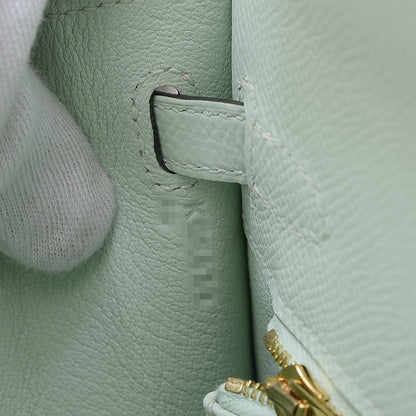 ケリー25 外縫い エプソン ペパーミント シャンパンゴールド金具 K刻印 ハンドバッグ