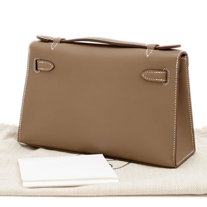 ポシェットケリー スイフト エトゥープ ゴールド金具 K刻印 ハンドバッグ