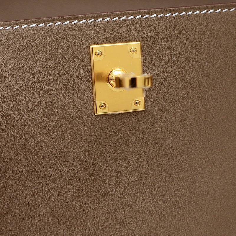 ポシェットケリー スイフト エトゥープ ゴールド金具 K刻印 ハンドバッグ