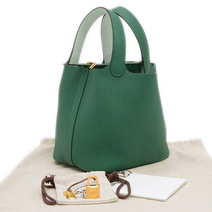 ピコタンロック PM 18 エクラ ヴェールモワイアン/ペパーミント ゴールド金具 K刻印 ハンドバッグ