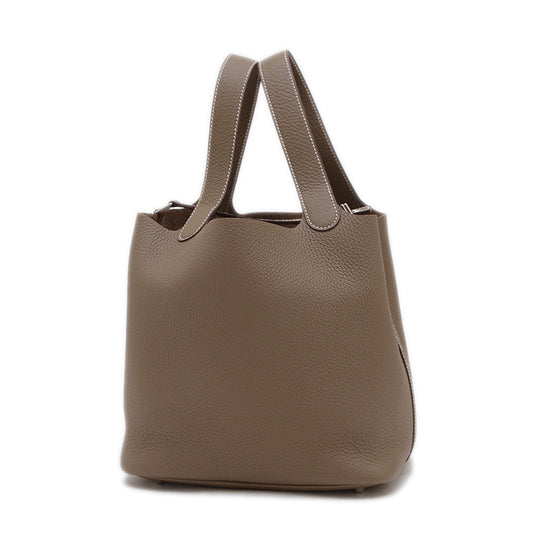 ピコタンロック MM 22 トリヨン エトゥープ シルバー金具 K刻印 ハンドバッグ