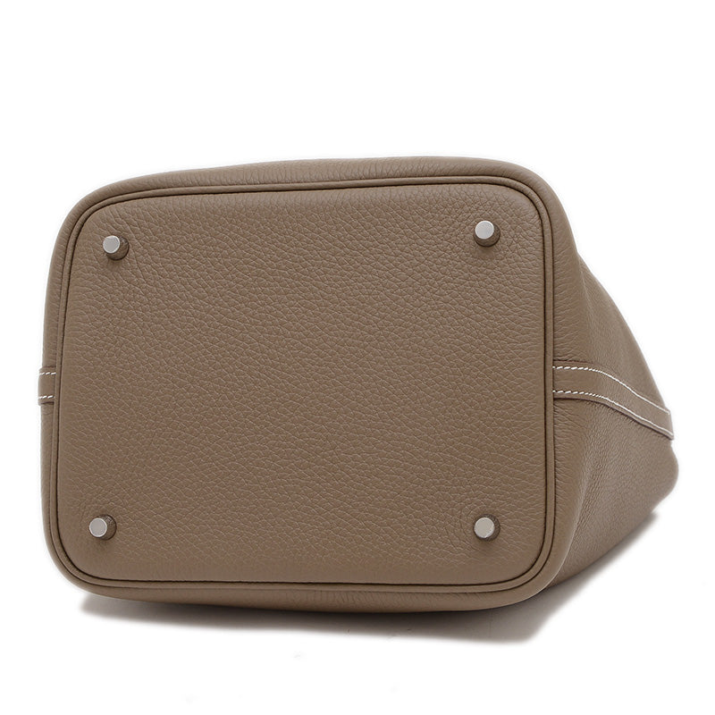 ピコタンロック MM 22 トリヨン エトゥープ シルバー金具 K刻印 ハンドバッグ