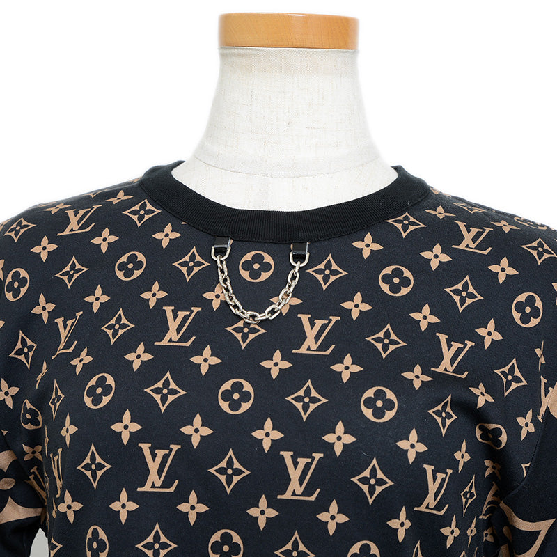 モノグラム チェーン 半袖Tシャツ コットン ブラック/ベージュ レディース XS 半袖Ｔシャツ