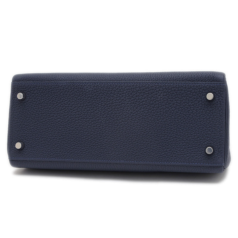 ケリー28 タッチ 内縫い トゴ/アリゲーター ブルーニュイ シルバー金具 Z刻印 ハンドバッグ