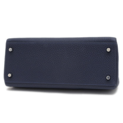 ケリー28 タッチ 内縫い トゴ/アリゲーター ブルーニュイ シルバー金具 Z刻印 ハンドバッグ