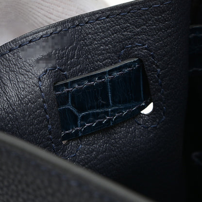 ケリー28 タッチ 内縫い トゴ/アリゲーター ブルーニュイ シルバー金具 Z刻印 ハンドバッグ