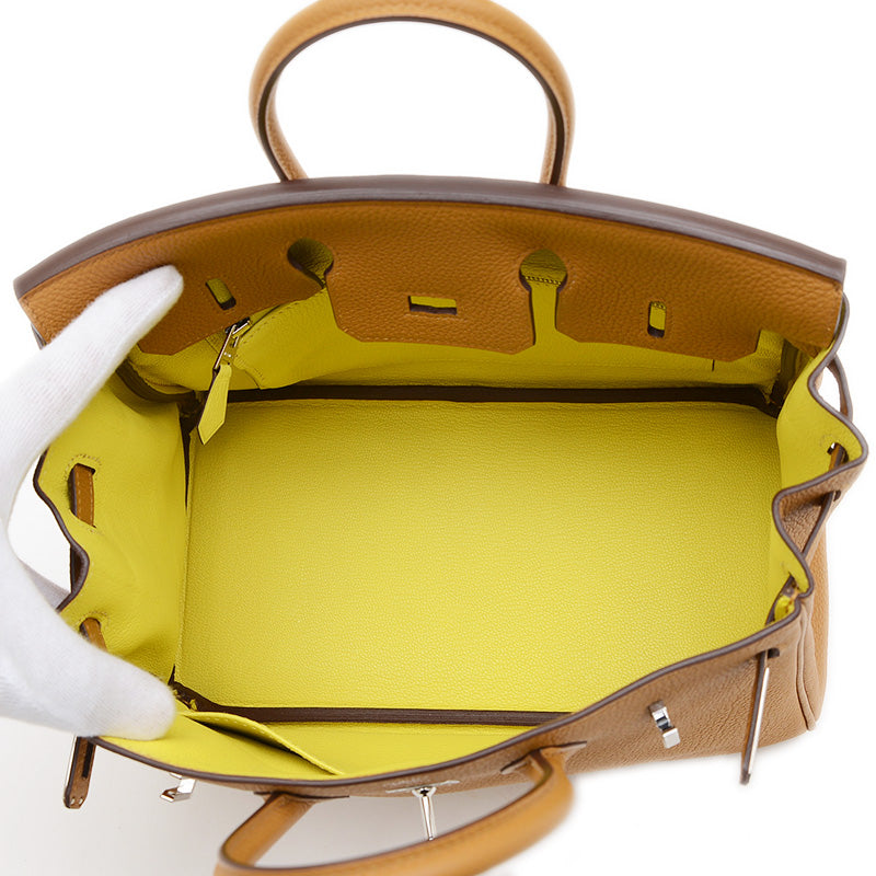 バーキン25 ヴェルソ トゴ キャラメル/ライム シルバー金具 Y刻印 ハンドバッグ