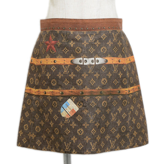 モノグラム プリント スカート コットン混 ブラウン レディース #34 スカート
