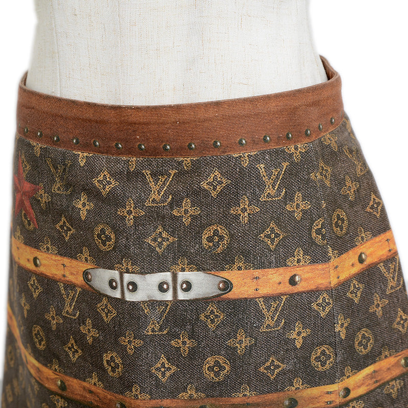 モノグラム プリント スカート コットン混 ブラウン レディース #34 スカート