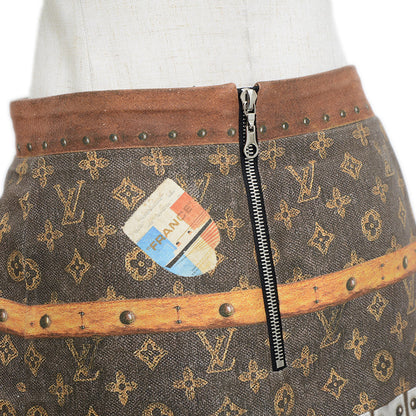 モノグラム プリント スカート コットン混 ブラウン レディース #34 スカート