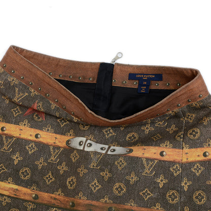 モノグラム プリント スカート コットン混 ブラウン レディース #34 スカート