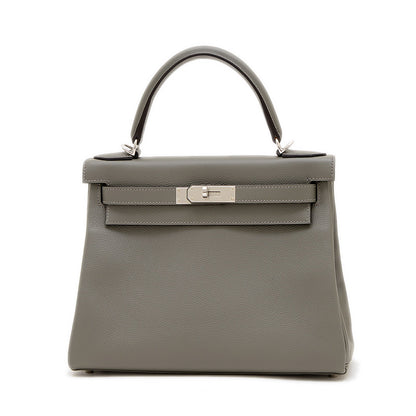 ケリー28 内縫い エバーカラー グリメイヤー シルバー金具 K刻印 ハンドバッグ