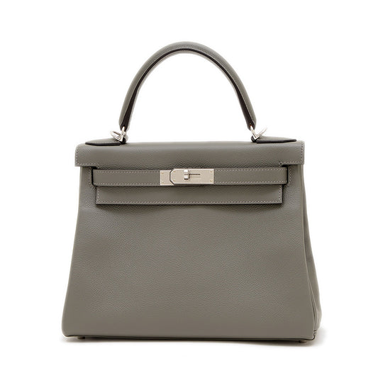 ケリー28 内縫い エバーカラー グリメイヤー シルバー金具 K刻印 ハンドバッグ