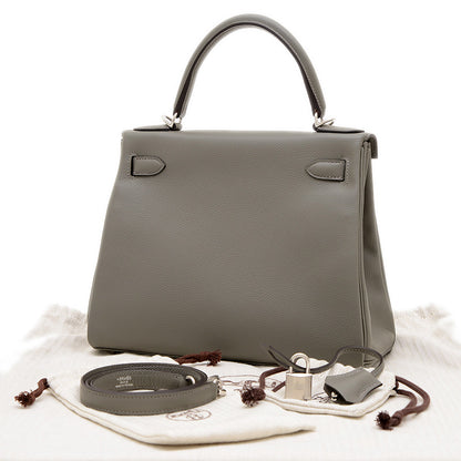 ケリー28 内縫い エバーカラー グリメイヤー シルバー金具 K刻印 ハンドバッグ