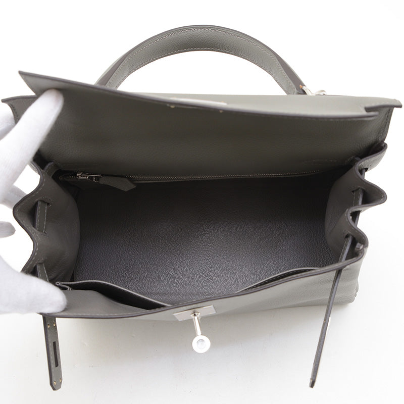 ケリー28 内縫い エバーカラー グリメイヤー シルバー金具 K刻印 ハンドバッグ