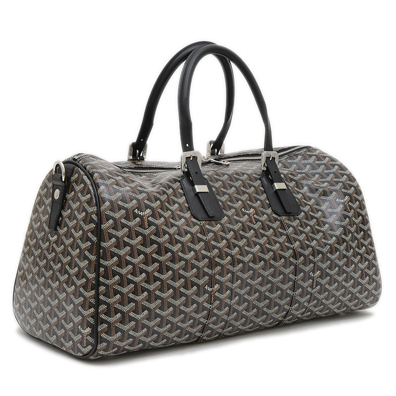 クロワジュール50 ボストンバッグ PVC/レザー ブラック シルバー金具 ボストンバッグ