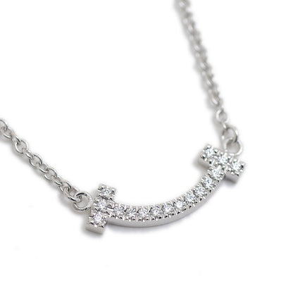 Tスマイル ミニ ネックレス K18WG/ダイヤ ネックレス