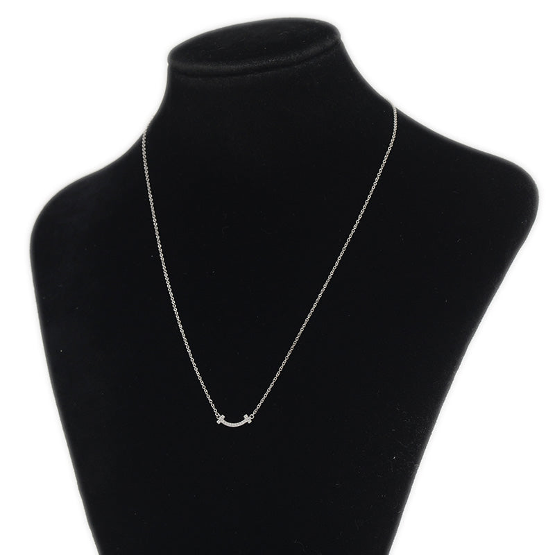 Tスマイル ミニ ネックレス K18WG/ダイヤ ネックレス