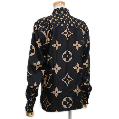 長袖シャツ モノグラム シルク ブラック/ベージュ レディース 34サイズ 長袖シャツ