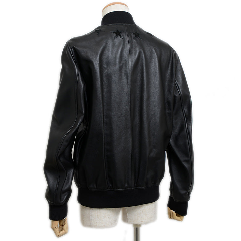 ラウンド スター レザージャケット ラムスキン ブラック メンズ サイズ48 ジャケット