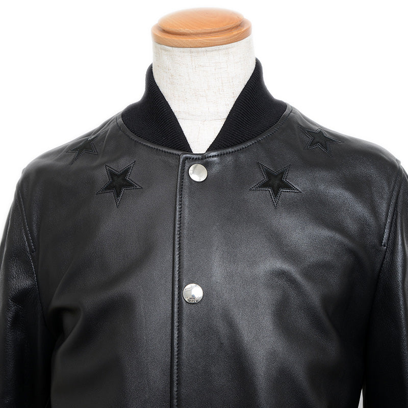 ラウンド スター レザージャケット ラムスキン ブラック メンズ サイズ48 ジャケット