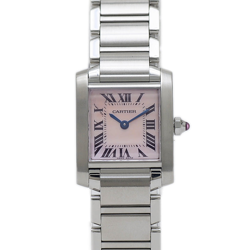 タンクフランセーズSM ピンクシェル文字盤 SS クォーツ W51028Q3 腕時計