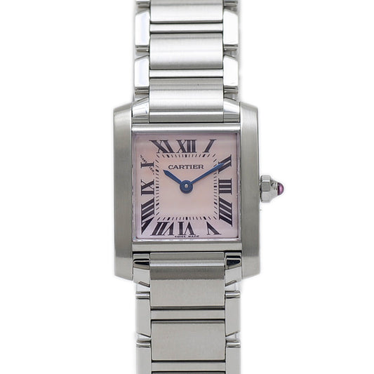 タンクフランセーズSM ピンクシェル文字盤 SS クォーツ W51028Q3 腕時計