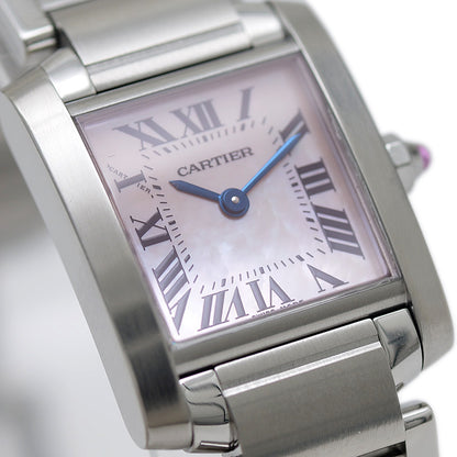 タンクフランセーズSM ピンクシェル文字盤 SS クォーツ W51028Q3 腕時計