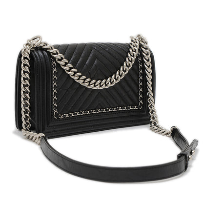 ボーイシャネル チェーンショルダー チェーンアラウンド レザー ブラック ショルダーバッグ