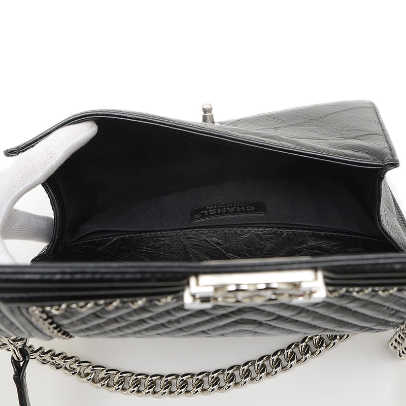 ボーイシャネル チェーンショルダー チェーンアラウンド レザー ブラック ショルダーバッグ