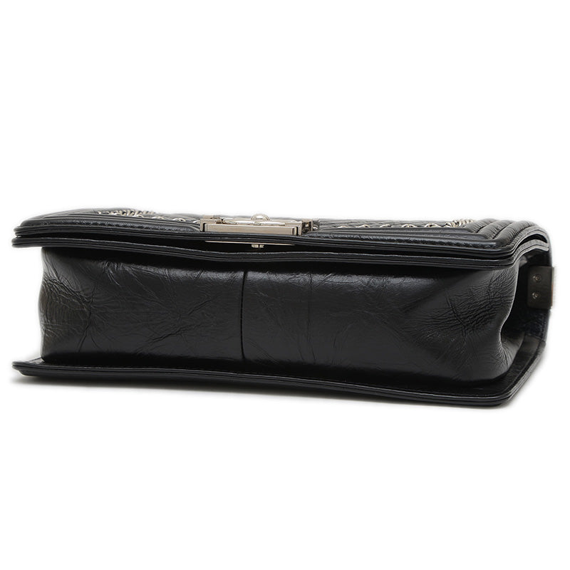 ボーイシャネル チェーンショルダー チェーンアラウンド レザー ブラック ショルダーバッグ