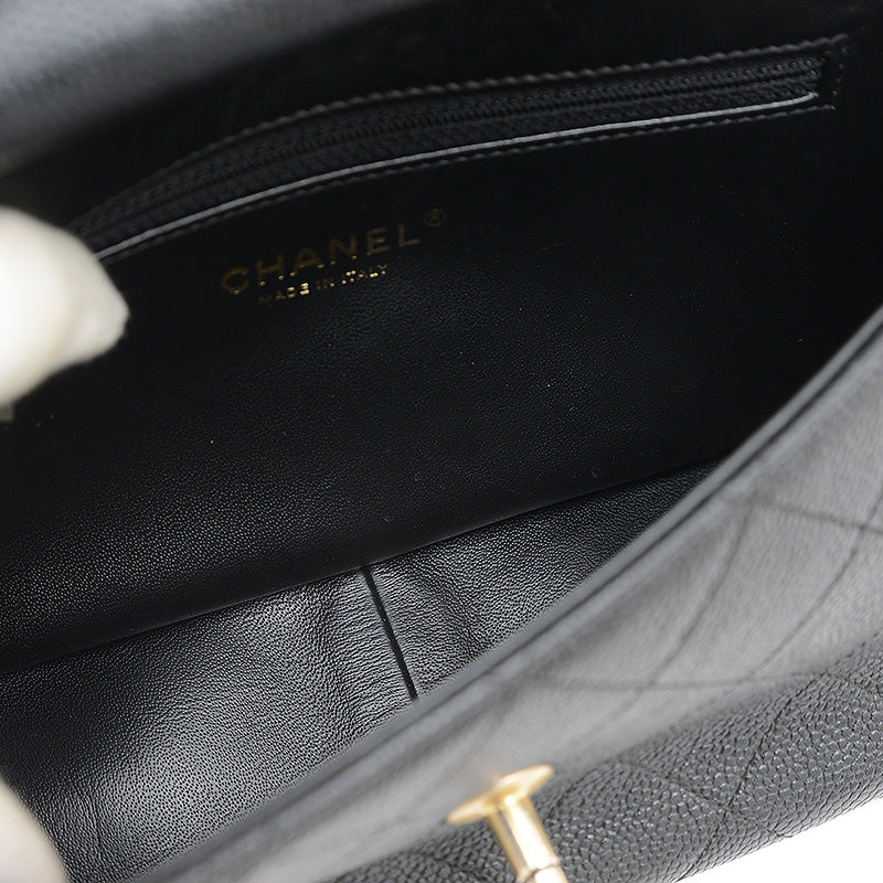 ピアッシング 2WAYバッグ キャビアスキン ブラック ハンドバッグ