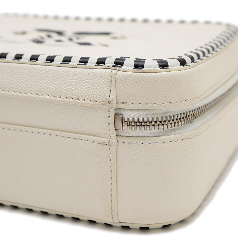 CCフィリグリー バニティ 2WAYバッグ キャビアスキン ホワイト/ブラック A93343 ショルダーバッグ