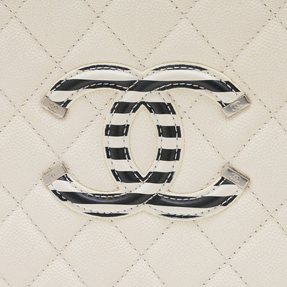 CCフィリグリー バニティ 2WAYバッグ キャビアスキン ホワイト/ブラック A93343 ショルダーバッグ