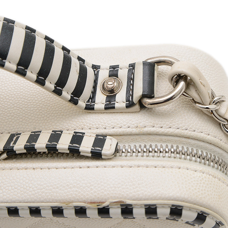 CCフィリグリー バニティ 2WAYバッグ キャビアスキン ホワイト/ブラック A93343 ショルダーバッグ