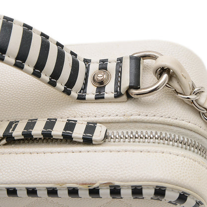 CCフィリグリー バニティ 2WAYバッグ キャビアスキン ホワイト/ブラック A93343 ショルダーバッグ