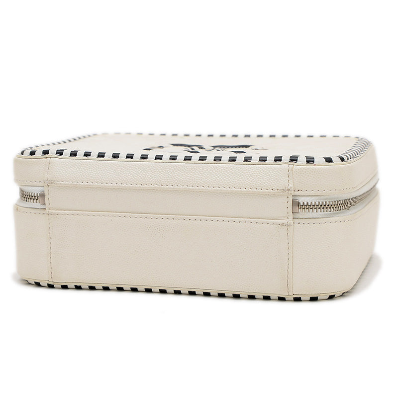 CCフィリグリー バニティ 2WAYバッグ キャビアスキン ホワイト/ブラック A93343 ショルダーバッグ