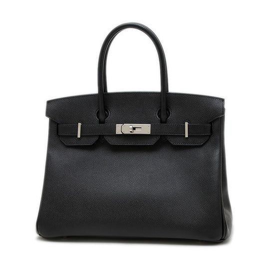 バーキン30 エプソン ブラック シルバー金具 T刻印 ハンドバッグ